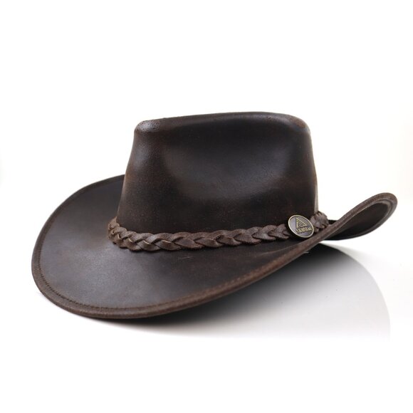 Stellman Leather Outback Hat Cowboy Western Rugged Rodeo Style Warwic Unisex NEW - Picture 3 of 7
